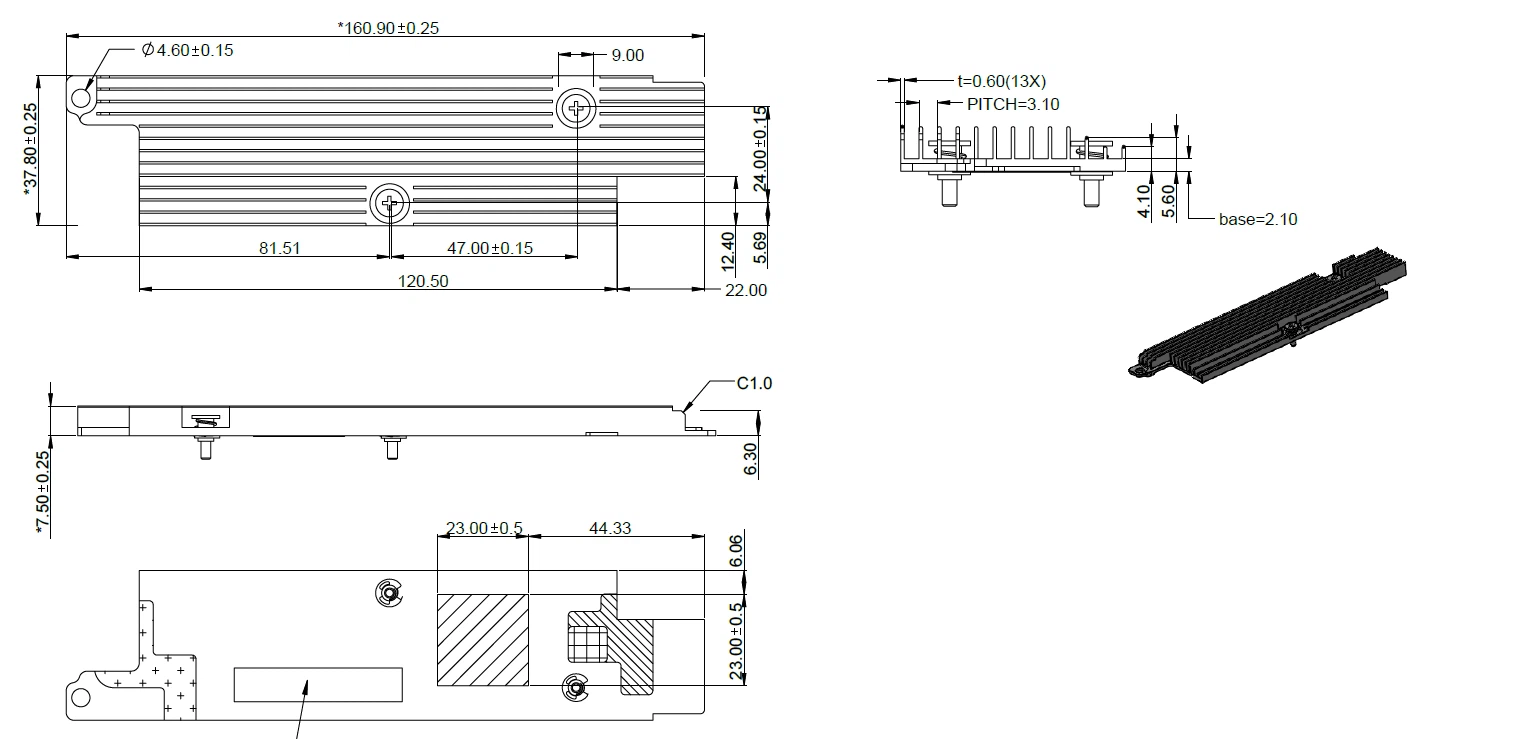 Machining extrusion heatsink